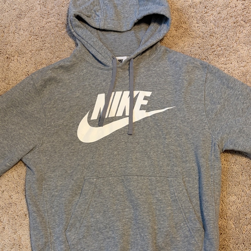 Nike Heather Gray Hoodie with White Logo